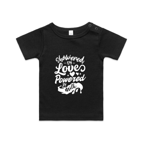 Showered By Love, Powered By Milk Bodysuit. - Kids Wee Tee Thumbnail
