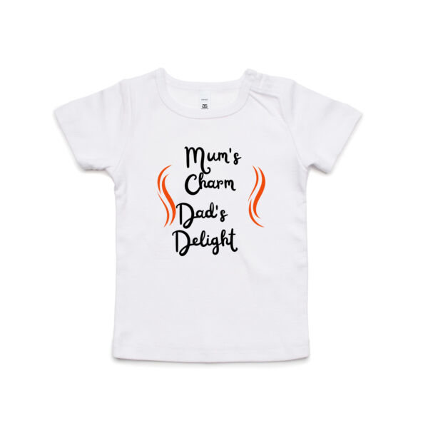 Mum's Charm, Dad's Delight Infant T-shirt - AS Colour Organic Infant Wee Tee Thumbnail
